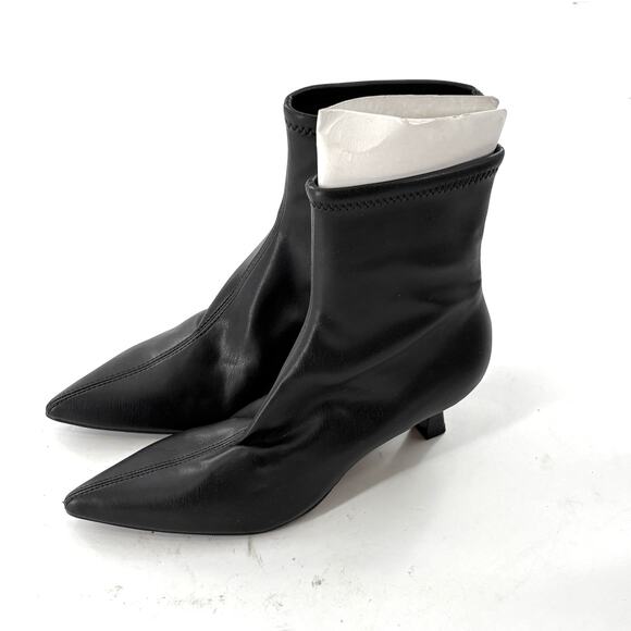 Open Edit Rhila Ankle Booties 6.5 Black NWOT Boots Kitten Heel Capsule - Picture 6 of 7